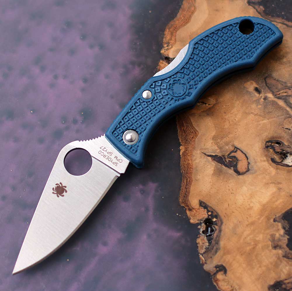 Spyderco Ladybug 3 CPM SPY27 Satin Plain Blade Cobalt Blue FRN