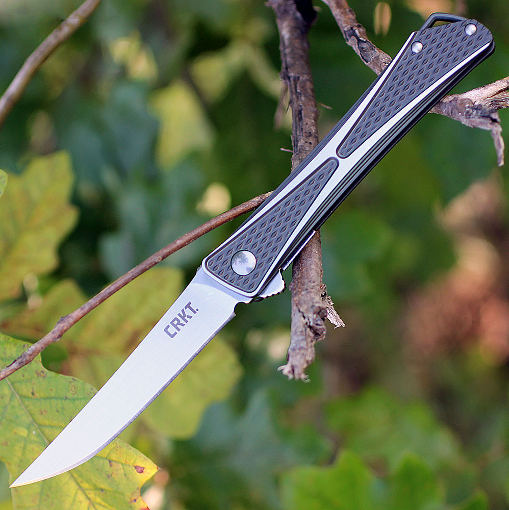 CRKT Crossbones Satin AUS 8 Flipper Knife 7530 | Knifeworks