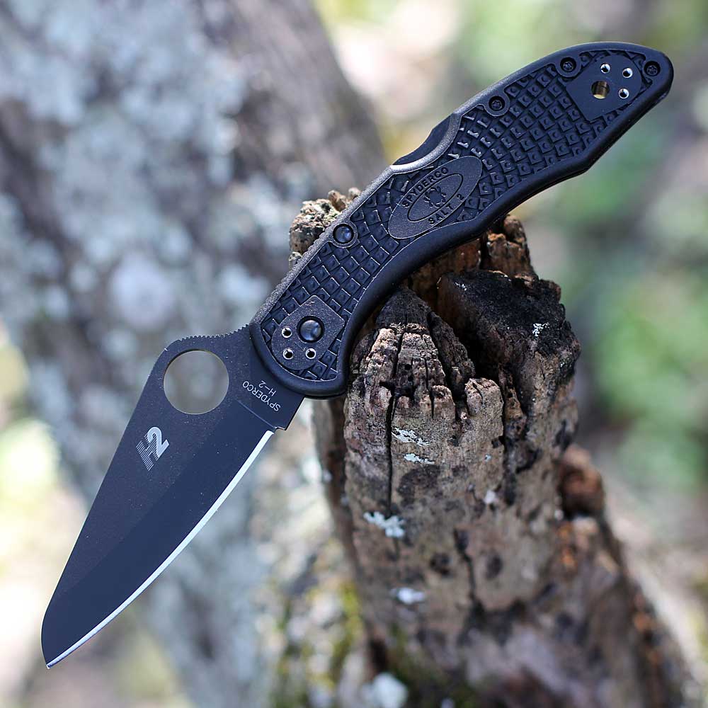 Spyderco Salt Ⅰ　C88PBK フォールディングナイフ Spyderco Salt 2 - H-2 Wharncliffe Black Plain C88PBBK2 | Knifeworks