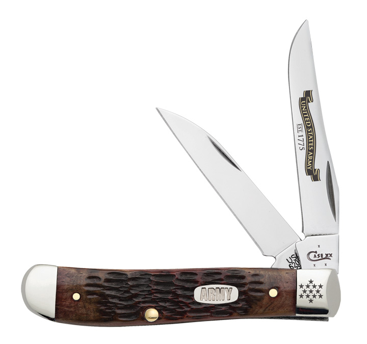 mina　1207 Case 15029 US Army Mini Trapper, Rogers Jigged Walnut Bone