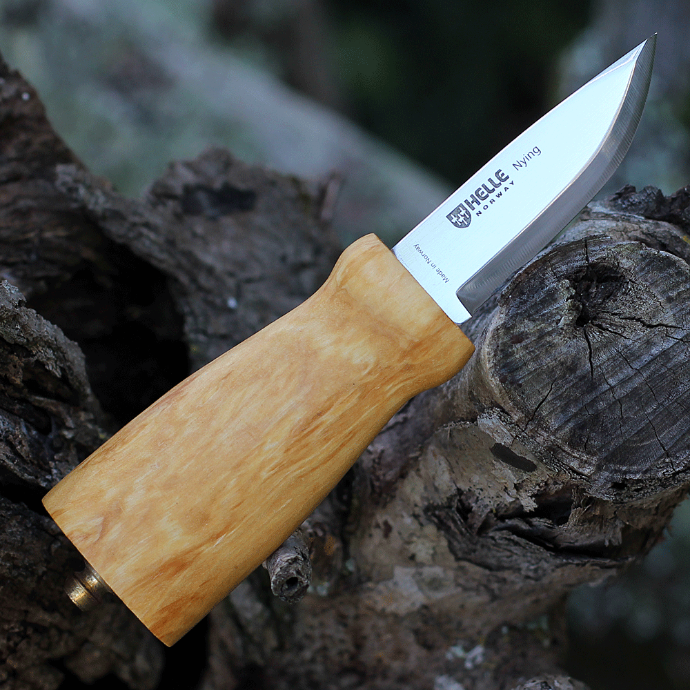 Helle Viking 4.33 in. Triple Laminated Stainless Steel Blade, Curly Birch  Handle