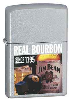 Zippo Jim Beam Real Bourbon, Satin Chrome