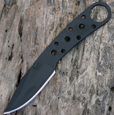BlackJack Model 155 Neck Knife Black Finish w/ Leather Sheath
