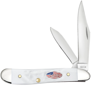 Case Peanut 14105 | Rough White Synthetic Jigged | Knifeworks