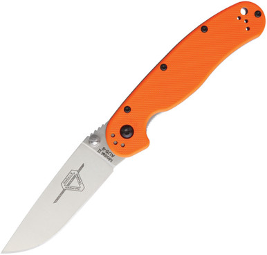 Ontario Rat Model II, 3 in. Satin Blade, Orange Nylon Handles