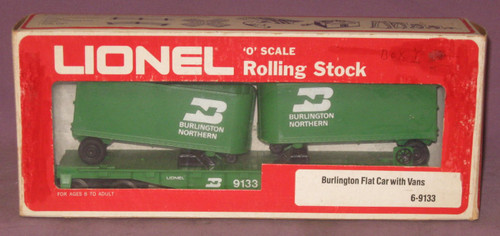 9133 Burlington Northern Flatcar w/ Vans (8/OB)