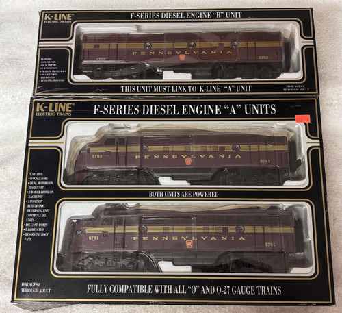 K-Line 2580-5791, 5792 & 5793 Pennsylvania F-7 ABA Diesels (NOS)