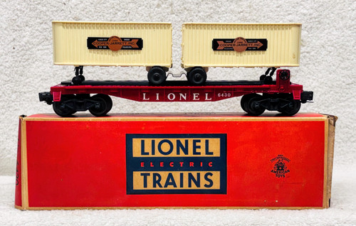 6430 Flatcar w/ White Cooper Jarrett Vans (7+/OB)