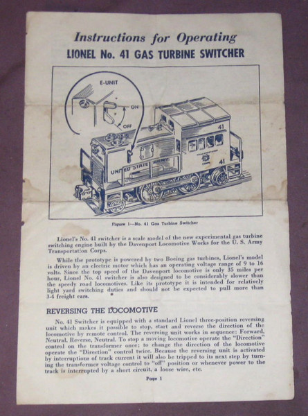 41 US Army Transport: Instructions Only (7)