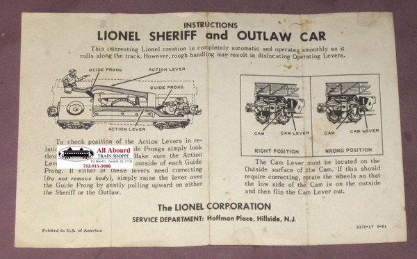 3370 Sheriff and Outlaw Car: Instructions Only (8)