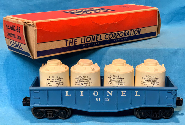 6112-85 Lionel Gondola w/ Canisters (7+/OB)