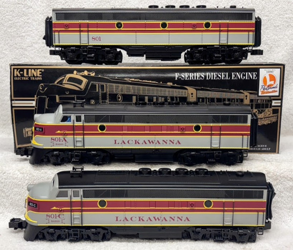 K-Line 2538-8011, 8012 & 8013 Lackwanna F-3 ABA Diesels (9/OB)