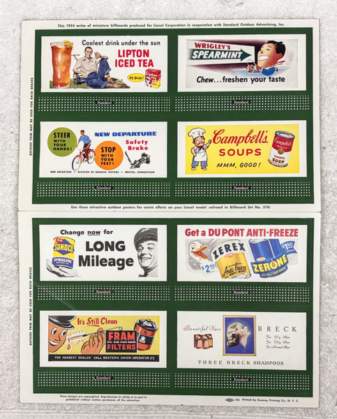 310 Billboards: 1954 Complete Sheet (NOS)