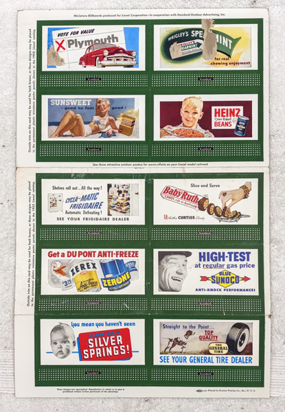 310 Billboards: 1952 Complete Sheet (NOS)