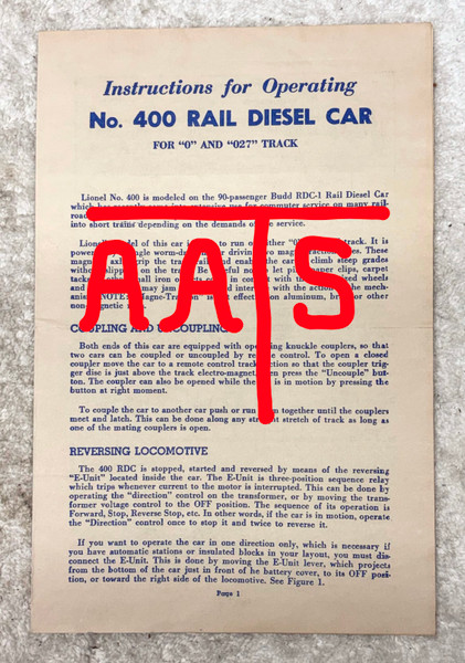 400 Rail Diesel Car: Instructions Only (9)