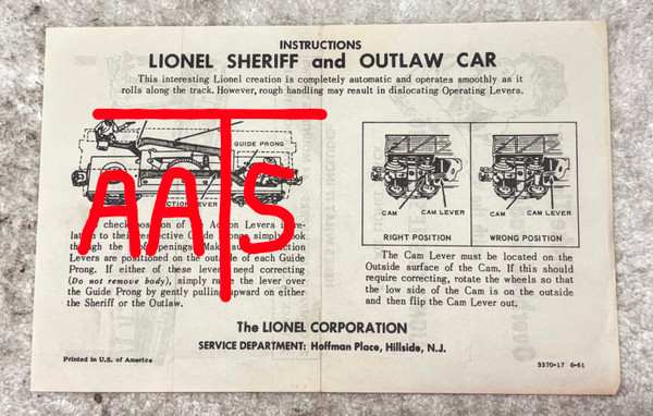 3370 Sheriff & Outlaw Car: Instructions Only (8+)
