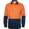 3934 - HiVis 2 Tone Cool-Breeze L/S Close Front Cotton Shirt - Orange/Navy