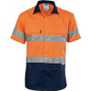 3887 - HiVis Cool-Breeze Cotton S/S Shirt with 3M 8906 R/Tape - Orange/Navy