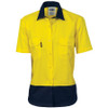 3939 - Ladies HiVis 2 Tone Cool-Breeze S/S Cotton Shirt - Yellow-Navy