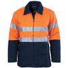 3858 - Hi Vis Two Tone Protector Drill Jacket with 3M R/ Tape - Orange/Navy