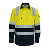 3547 - Hi Vis 2 Tone L/W Cotton Bio-Motion "X" back shirt with CSR R/Tape - L/S