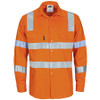 Orange - 3744 HiVis L/W Bio-motion Shoulder Stripe and X Back Shirt - DNC Workwear