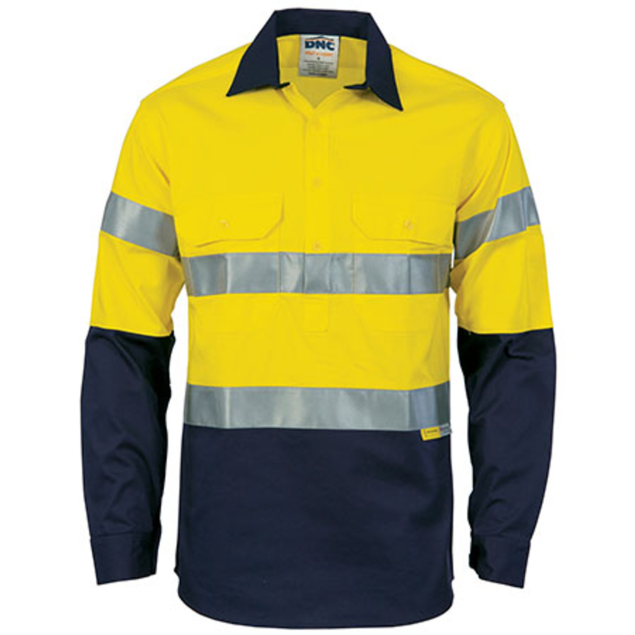 3949 - Hi Vis Cool-Breeze Close Front L/S Cotton Shirt with 3M R/Tape