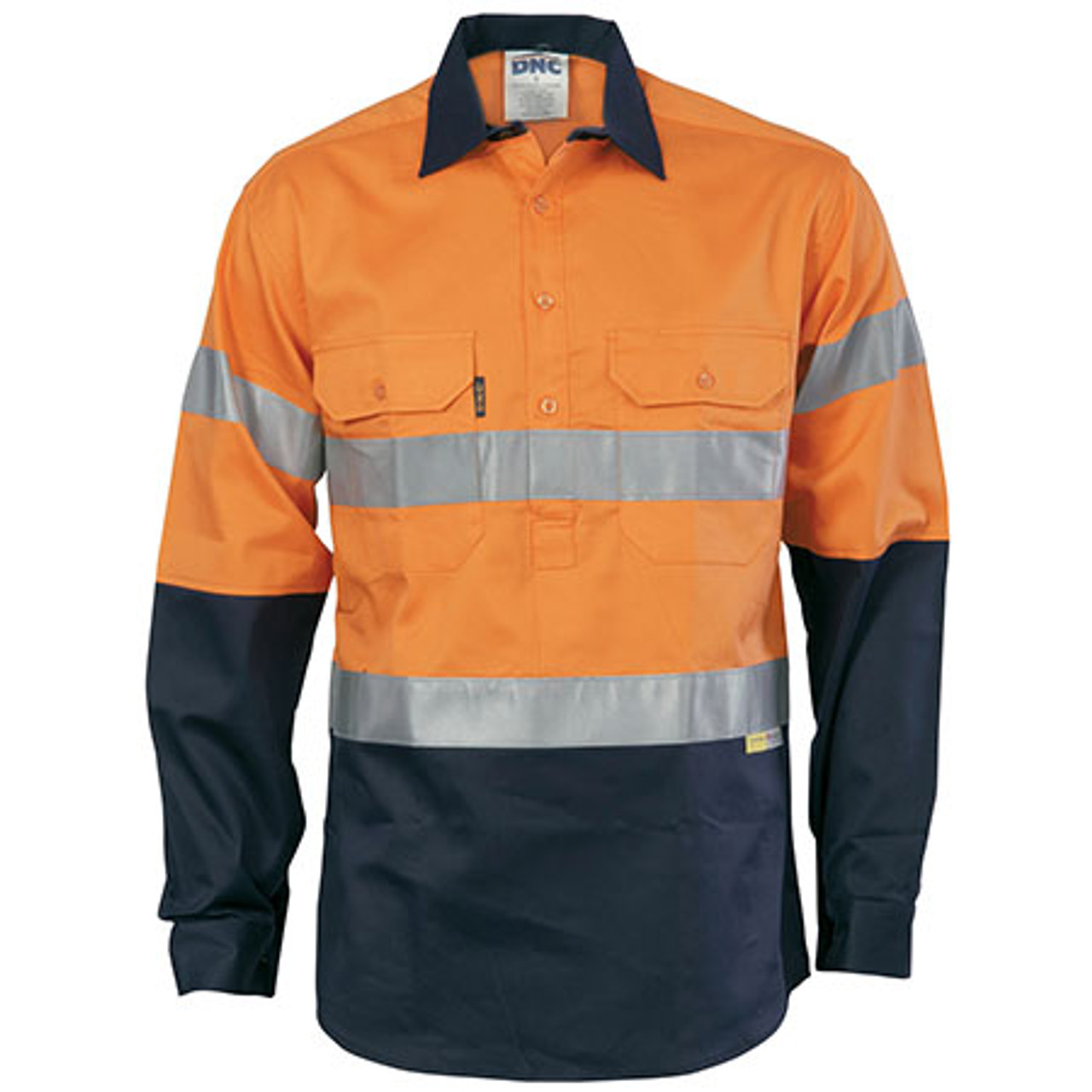 3949 - Hi Vis Cool-Breeze Close Front L/S Cotton Shirt with 3M R/Tape