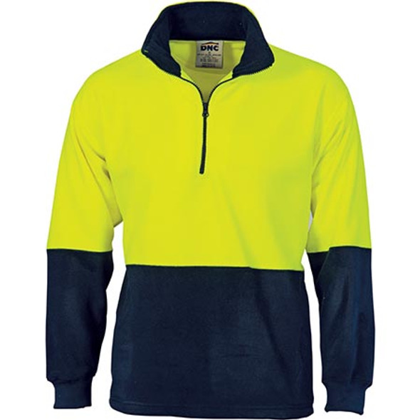 3825 - Hi Vis Two Tone 1/2 Zip Polar Fleece - Yellow-Navy