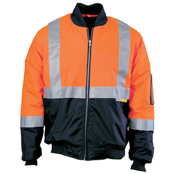 3862 - Hi Vis Two Tone Flying Jacket with 3M R/Tape - Orange-Navy