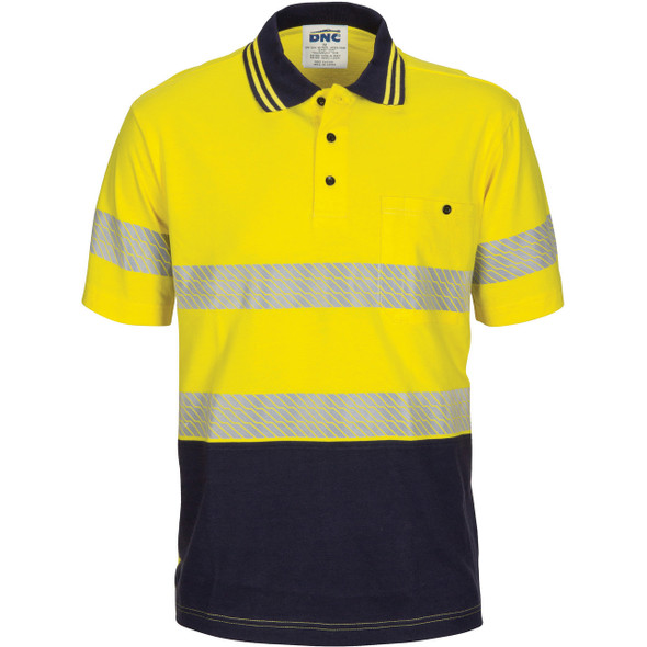 3515 - Hi Vis Segment Taped Cotton Jersey Polo - Short Sleeve