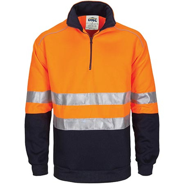 3729 HiVis 1/2 Zip Fleecy with Hoop Pattern CSR Reflective Tape