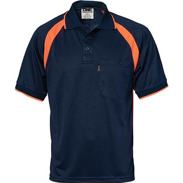 5216 - Coolbreathe Contrast S/S Polo - Navy/Orange