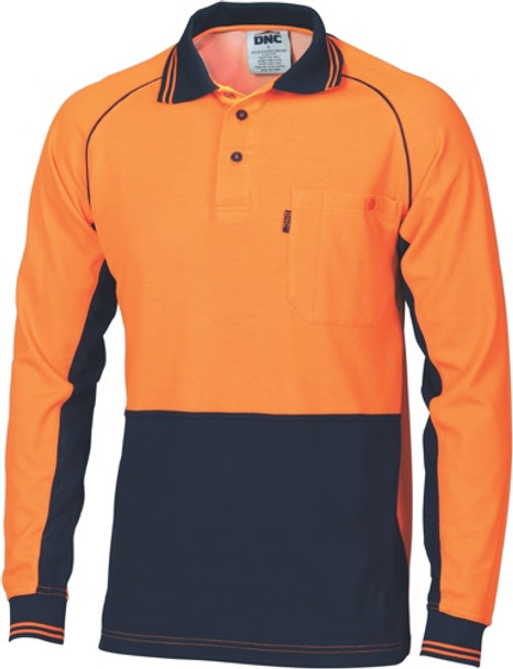 3720 - HiVis Cotton Backed Cool-Breeze Contrast Polo - long Sleeve