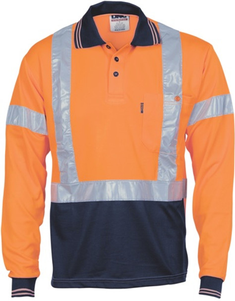 3714 - HiVis D/N Cool Breathe Polo Shirt with Cross Back R/Tape - Long Sleeve