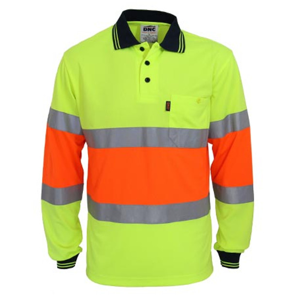 Yellow-Orange - 3709 Hi-Vis Cool-dry 2T Bio-motion D/N Polo - DNC Workwear