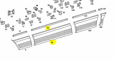 Genuine Mercedes-Benz Lower Chrome Moulding Front Left Door Trim W126 Sedan