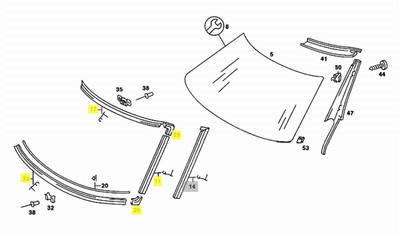 Genuine Mercedes-Benz Front Windshield Chrome Moulding Surround Trim New OEM C107 76-87 Genuine Mercedes-Benz Front Windshield Chrome Moulding Surround Trim New OEM C107 76-87