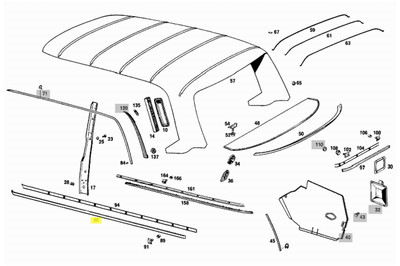 Genuine Mercedes-Benz Lower Chrome Moulding, Running Board Trim Right New OEM W114 W115