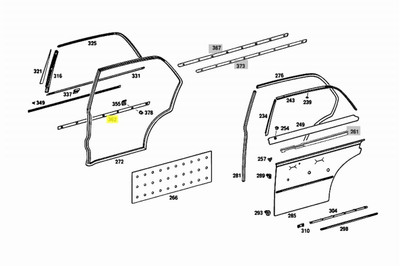 Genuine Mercedes-Benz Center Chrome Moulding Rear Left Door Trim W108 W109 LWB