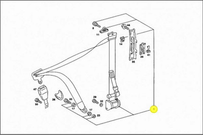 Genuine Mercedes-Benz Front Seat Shoulder Belt w/ Hole Buckle, Left New OEM W126 Sedan 86-87