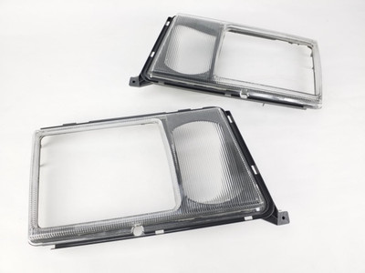URO Parts Headlight Bezel Doors w/ Fog Light Lens, Pair New W124 '84-'93 US 
