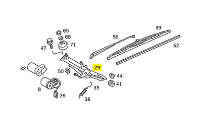 Genuine Mercedes-Benz Windshield Wiper Linkage Right New OEM W126 EURO