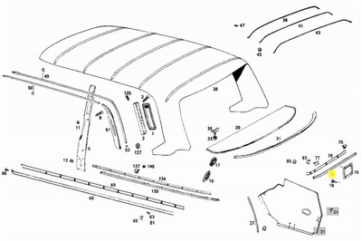 Genuine Mercedes-Benz Center Chrome Moulding Trunk Trim, Left W108 W109