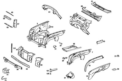 Genuine Mercedes-Benz Front Core Support Cross Member Rear Shell New OEM W110 W111 W112 Sedan