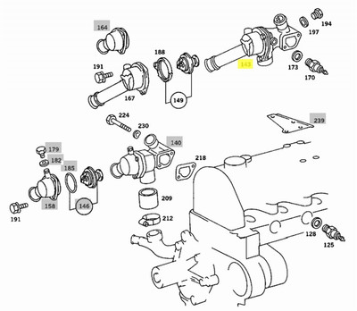 Genuine Mercedes-Benz Thermostat Housing w/ EGR New OEM OM615 OM616 OM617 Diesel W116 W123 W126 W460 W461
