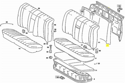 Genuine Mercedes-Benz Rear Seat Back Cushion Horsehair W126 Sedan 86-91