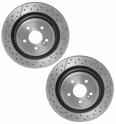 Brembo Front Disc Brake Rotors Slotted X-Drilled PVT Pair New Brembo for Mercedes R171 A209