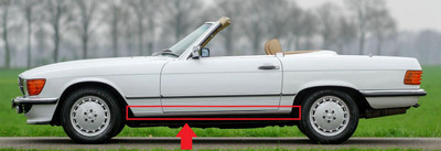 Genuine Mercedes-Benz Lower Chrome Moulding, Rocker Panel Trim SET New OEM R107 SL