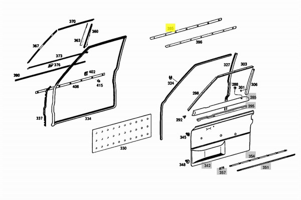 Genuine Mercedes-Benz Center Chrome Moulding Front Left Door Trim W108 W109